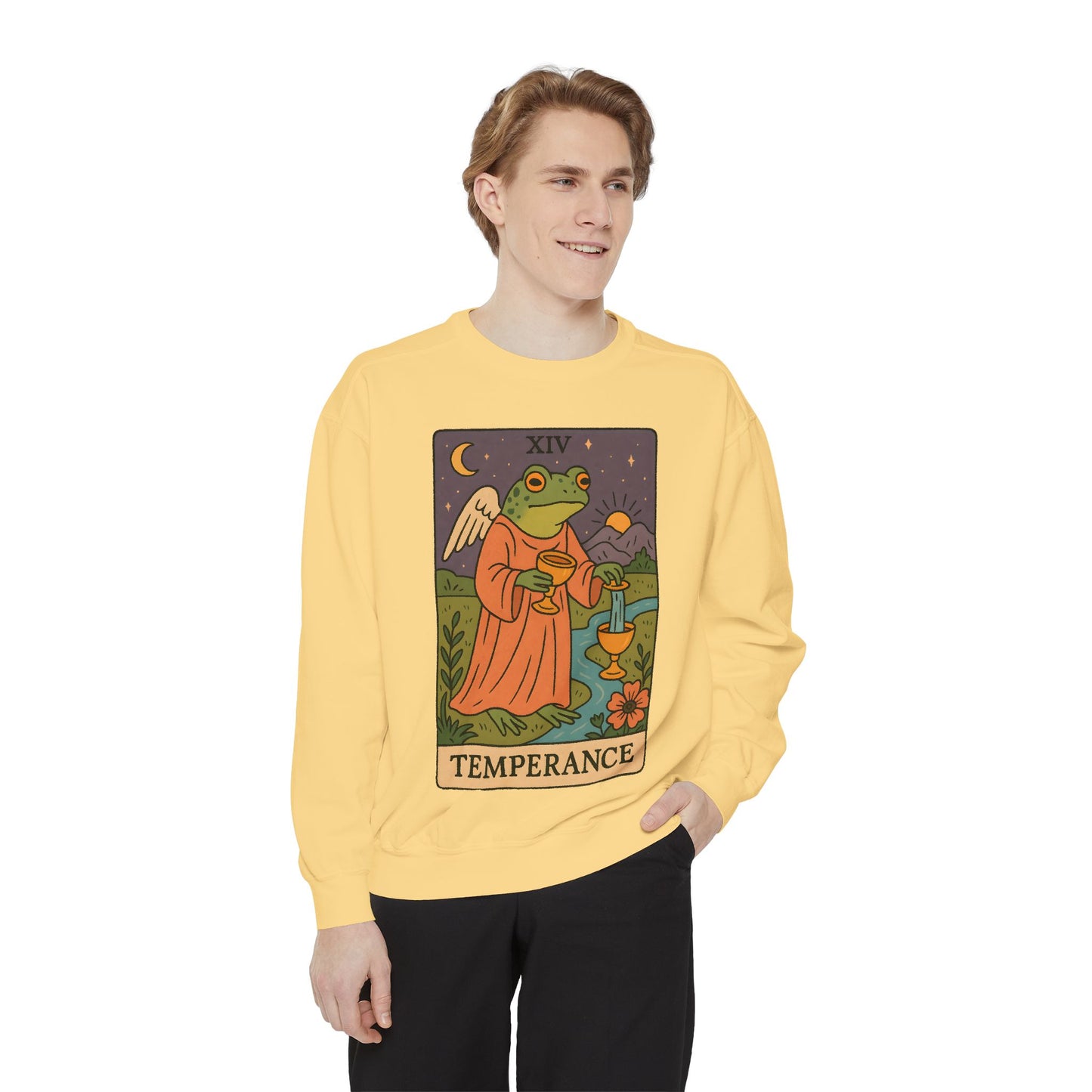 Cozy Tarotoads "Temperance" Unisex Sweatshirt | Adorable Casual Wear, Astrology Apparel, Unique Gift for Tarot Lovers