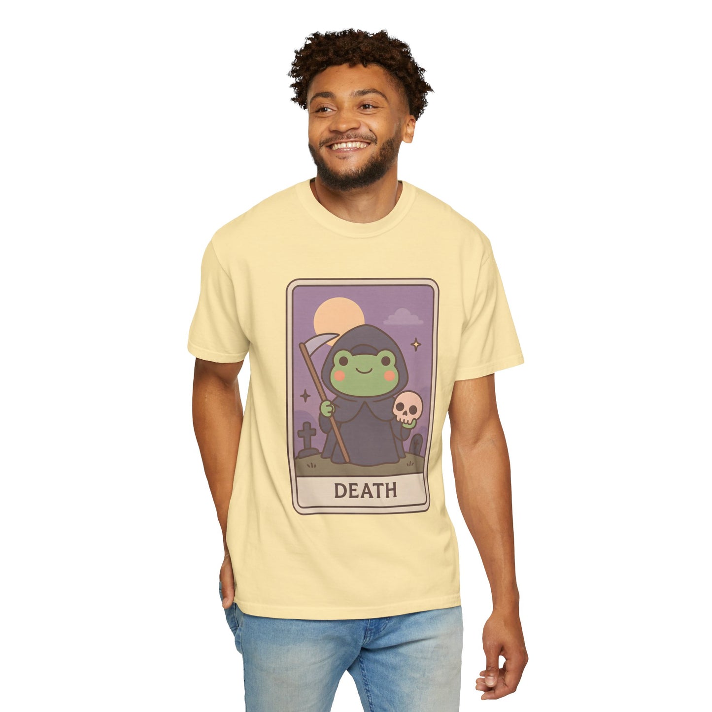 Cute Tarotoads "Death" Unisex T-Shirt | Great for Halloween, Warm And Cozy, Great Gift Idea, Astrology Apparel, Unique Tarot Graphic T-Shirt, Good For Cold Weather