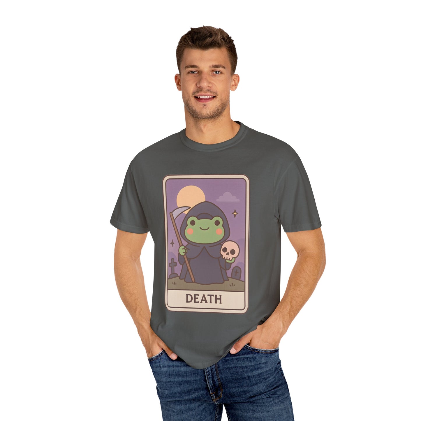 Cute Tarotoads "Death" Unisex T-Shirt | Great for Halloween, Warm And Cozy, Great Gift Idea, Astrology Apparel, Unique Tarot Graphic T-Shirt, Good For Cold Weather