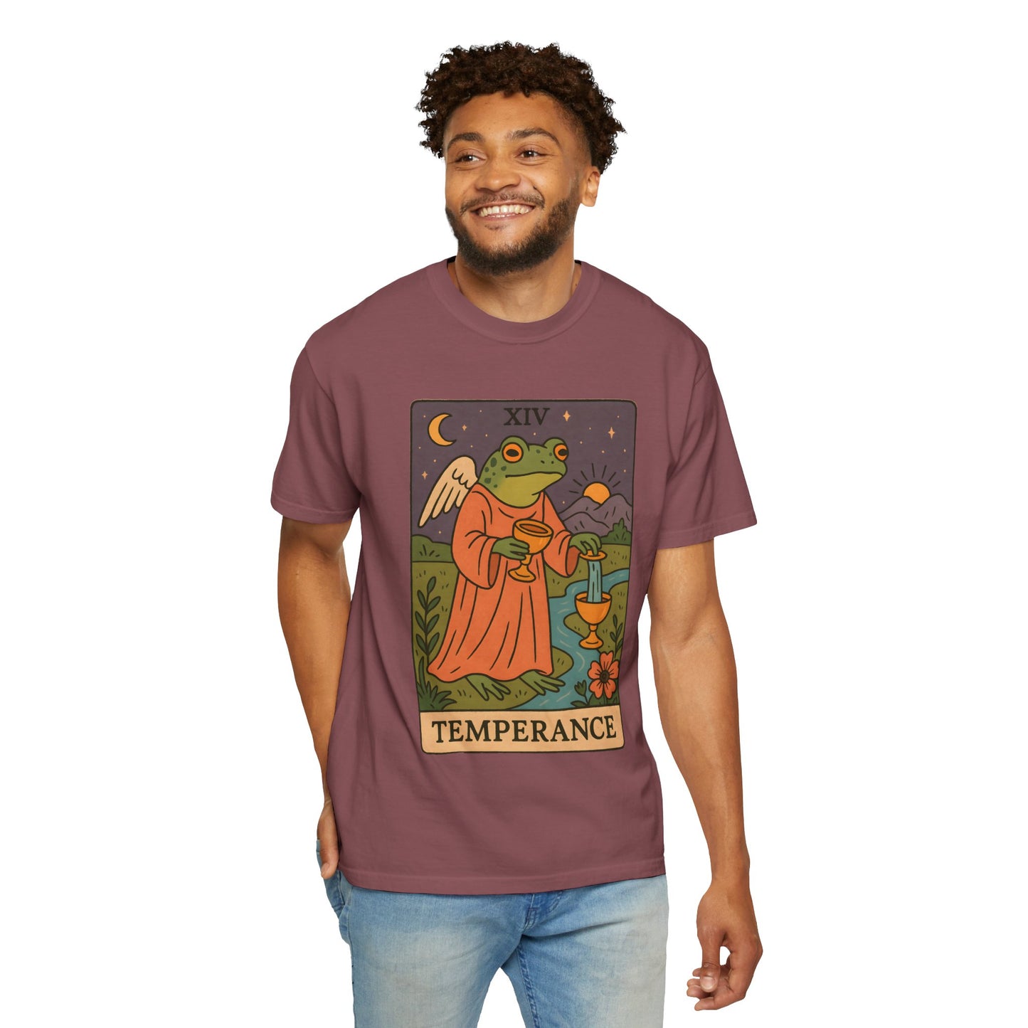 Frog Temperance T-Shirt | Unisex Vintage Style Tee for Nature Lovers, Tarot Fans, Eco-Friendly Gift, Bohemian Apparel, Casual Wear