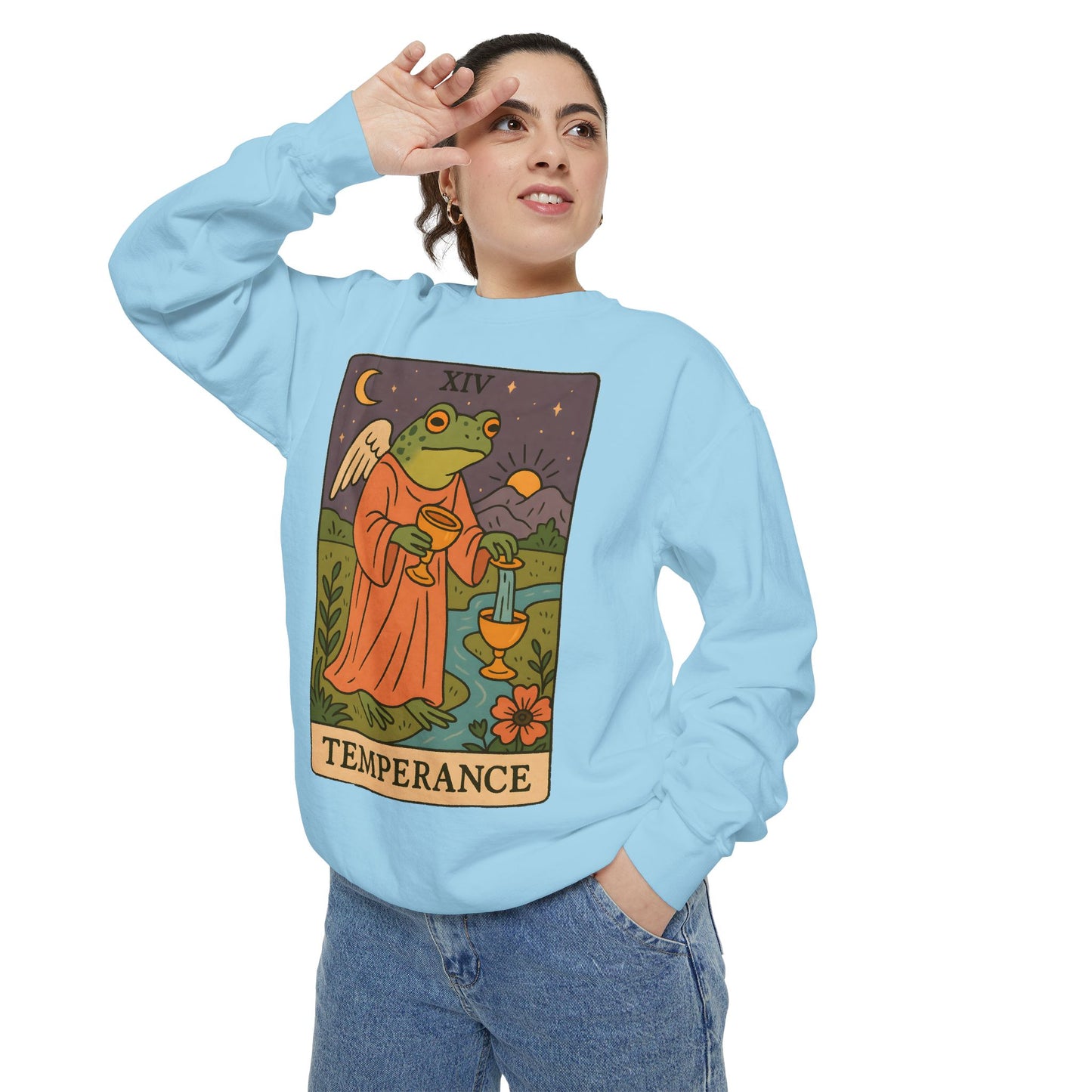 Cozy Tarotoads "Temperance" Unisex Sweatshirt | Adorable Casual Wear, Astrology Apparel, Unique Gift for Tarot Lovers