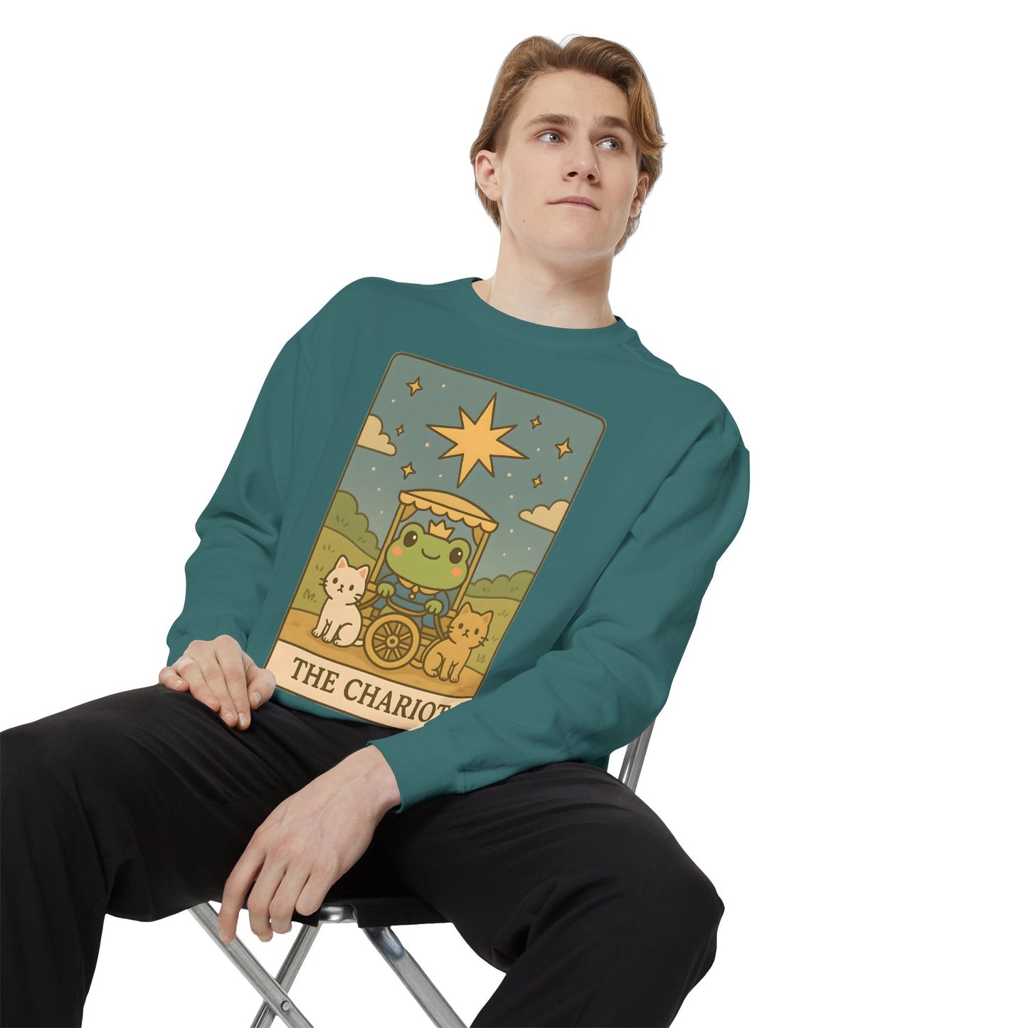 Cozy Tarotoads "The Chariot" Unisex Sweatshirt | Astrology Apparel, Perfect for Halloween, Gift for Friends Family, Great For Frog and Tarot Lovers, Great For Cold Weather