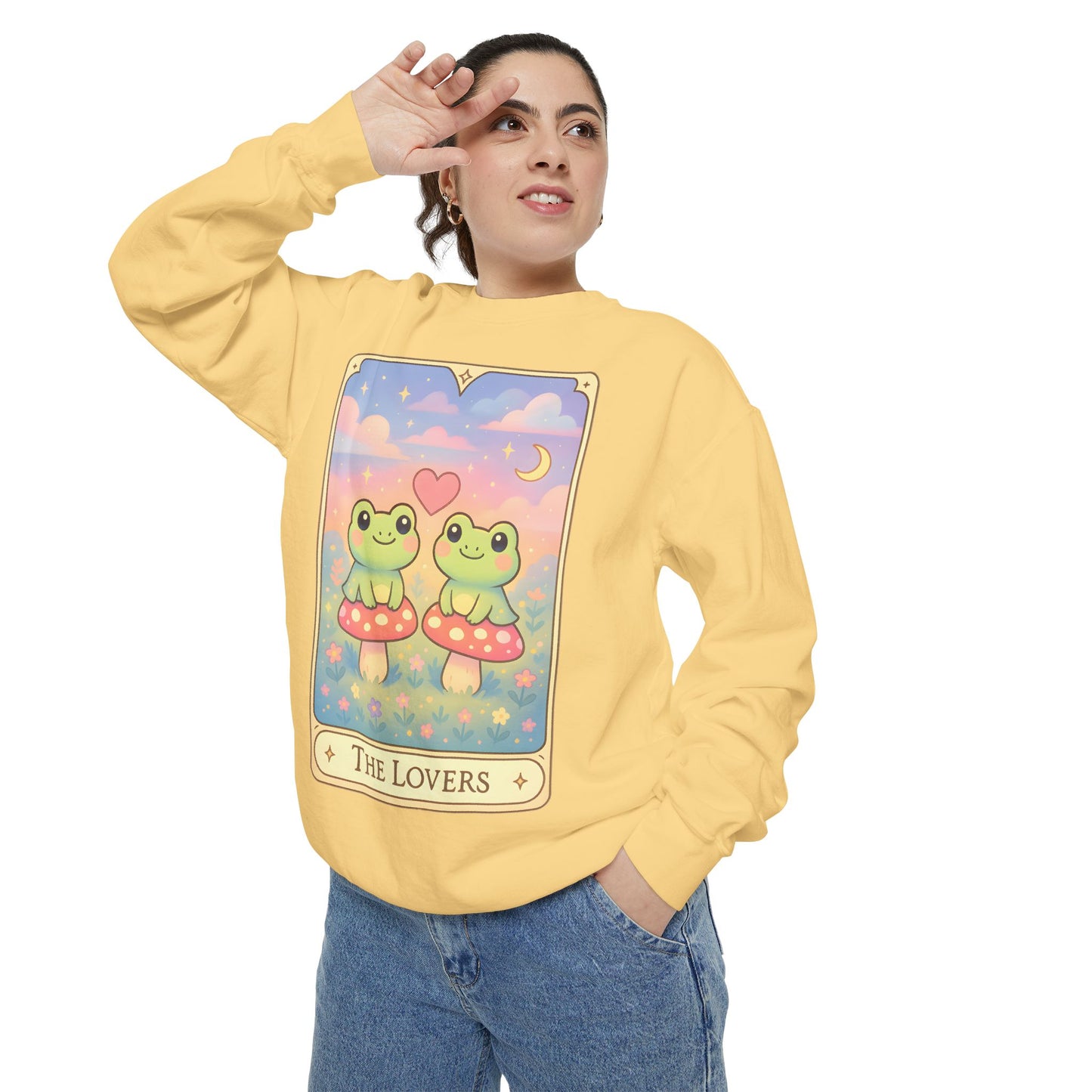 Cozy Tarotoads "The Lovers" Unisex Sweatshirt | Astrology Apparel, Perfect for Halloween, Gift for Friends Family, Great For Frog and Tarot Lovers, Great For Cold Weather
