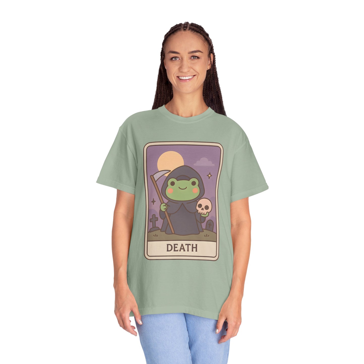 Cute Tarotoads "Death" Unisex T-Shirt | Great for Halloween, Warm And Cozy, Great Gift Idea, Astrology Apparel, Unique Tarot Graphic T-Shirt, Good For Cold Weather