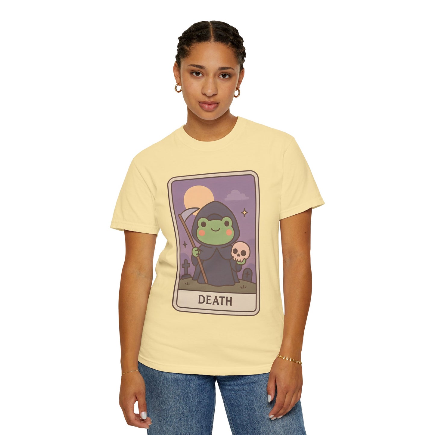 Cute Tarotoads "Death" Unisex T-Shirt | Great for Halloween, Warm And Cozy, Great Gift Idea, Astrology Apparel, Unique Tarot Graphic T-Shirt, Good For Cold Weather