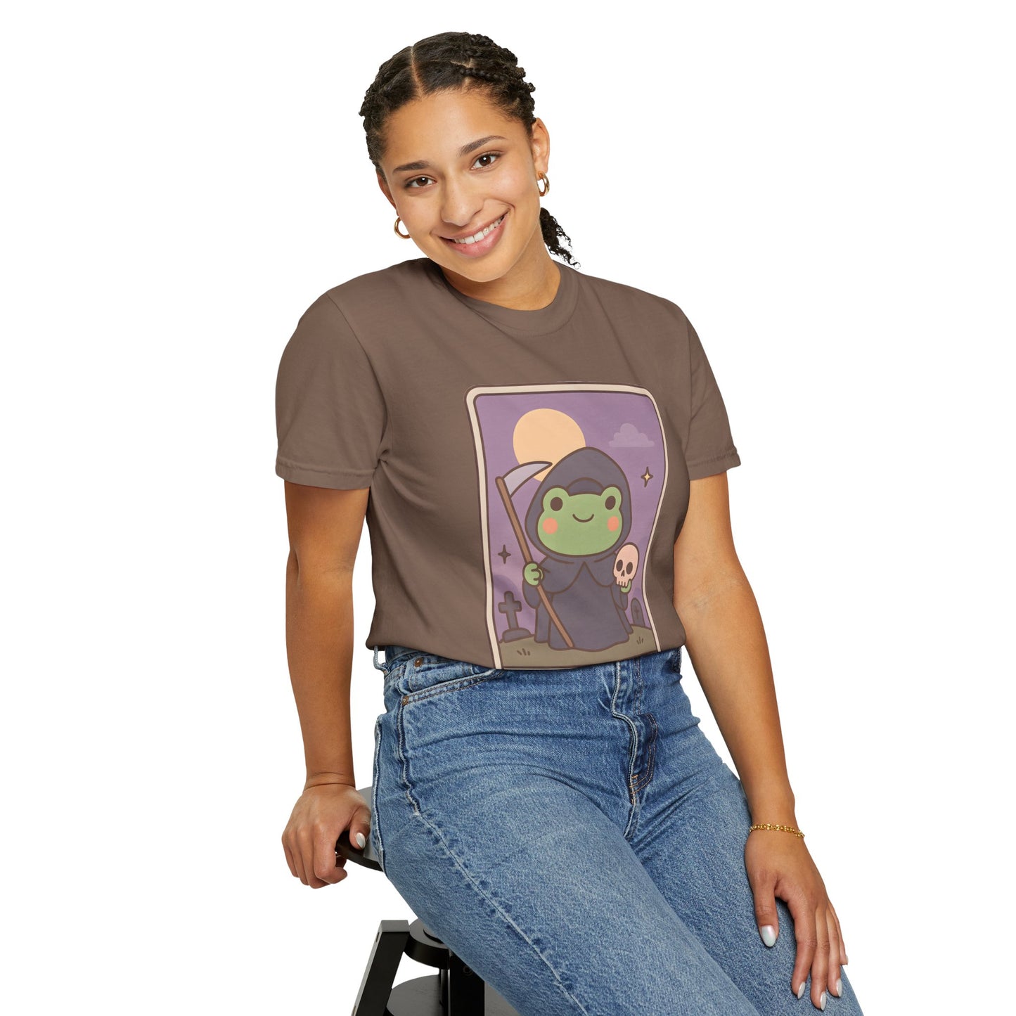 Cute Tarotoads "Death" Unisex T-Shirt | Great for Halloween, Warm And Cozy, Great Gift Idea, Astrology Apparel, Unique Tarot Graphic T-Shirt, Good For Cold Weather