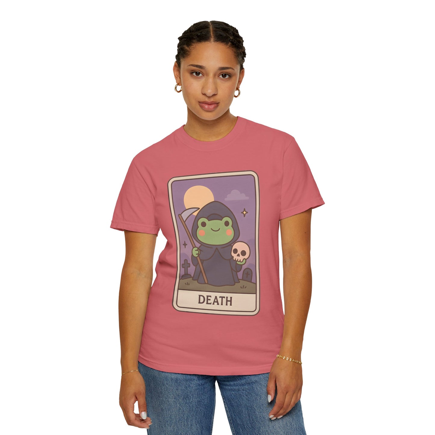 Cute Tarotoads "Death" Unisex T-Shirt | Great for Halloween, Warm And Cozy, Great Gift Idea, Astrology Apparel, Unique Tarot Graphic T-Shirt, Good For Cold Weather