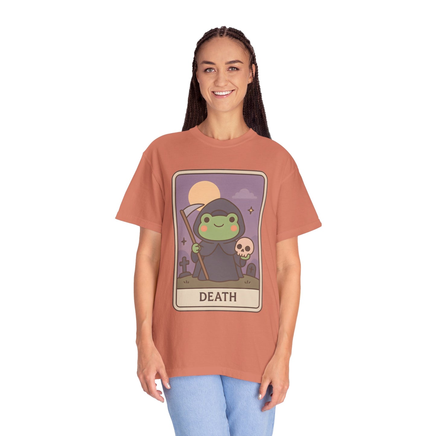 Cute Tarotoads "Death" Unisex T-Shirt | Great for Halloween, Warm And Cozy, Great Gift Idea, Astrology Apparel, Unique Tarot Graphic T-Shirt, Good For Cold Weather