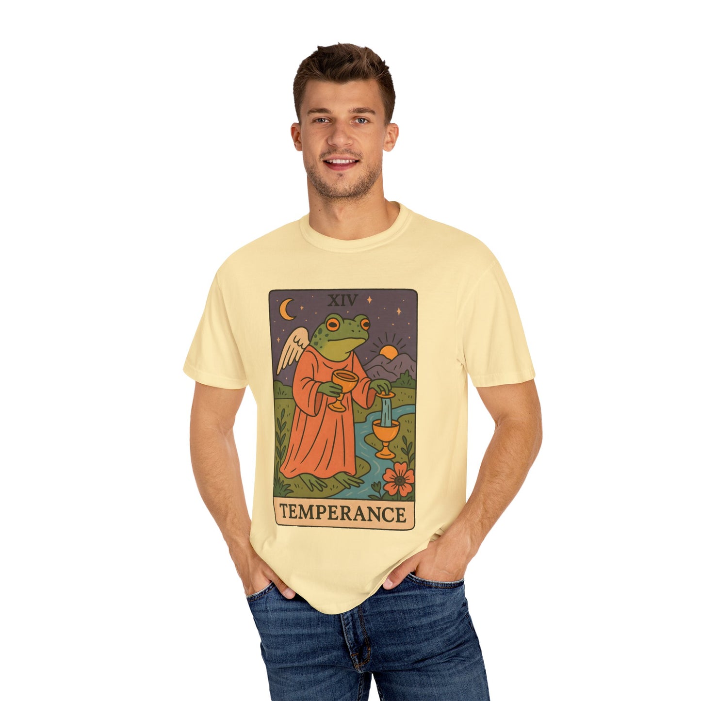 Frog Temperance T-Shirt | Unisex Vintage Style Tee for Nature Lovers, Tarot Fans, Eco-Friendly Gift, Bohemian Apparel, Casual Wear