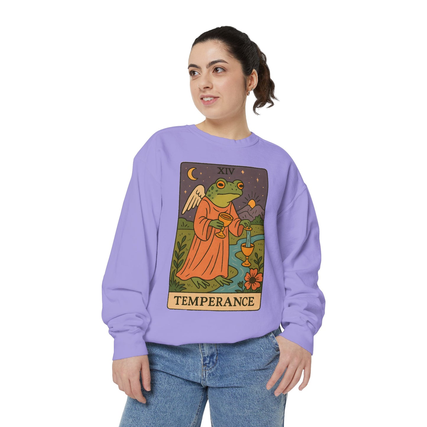 Cozy Tarotoads "Temperance" Unisex Sweatshirt | Adorable Casual Wear, Astrology Apparel, Unique Gift for Tarot Lovers