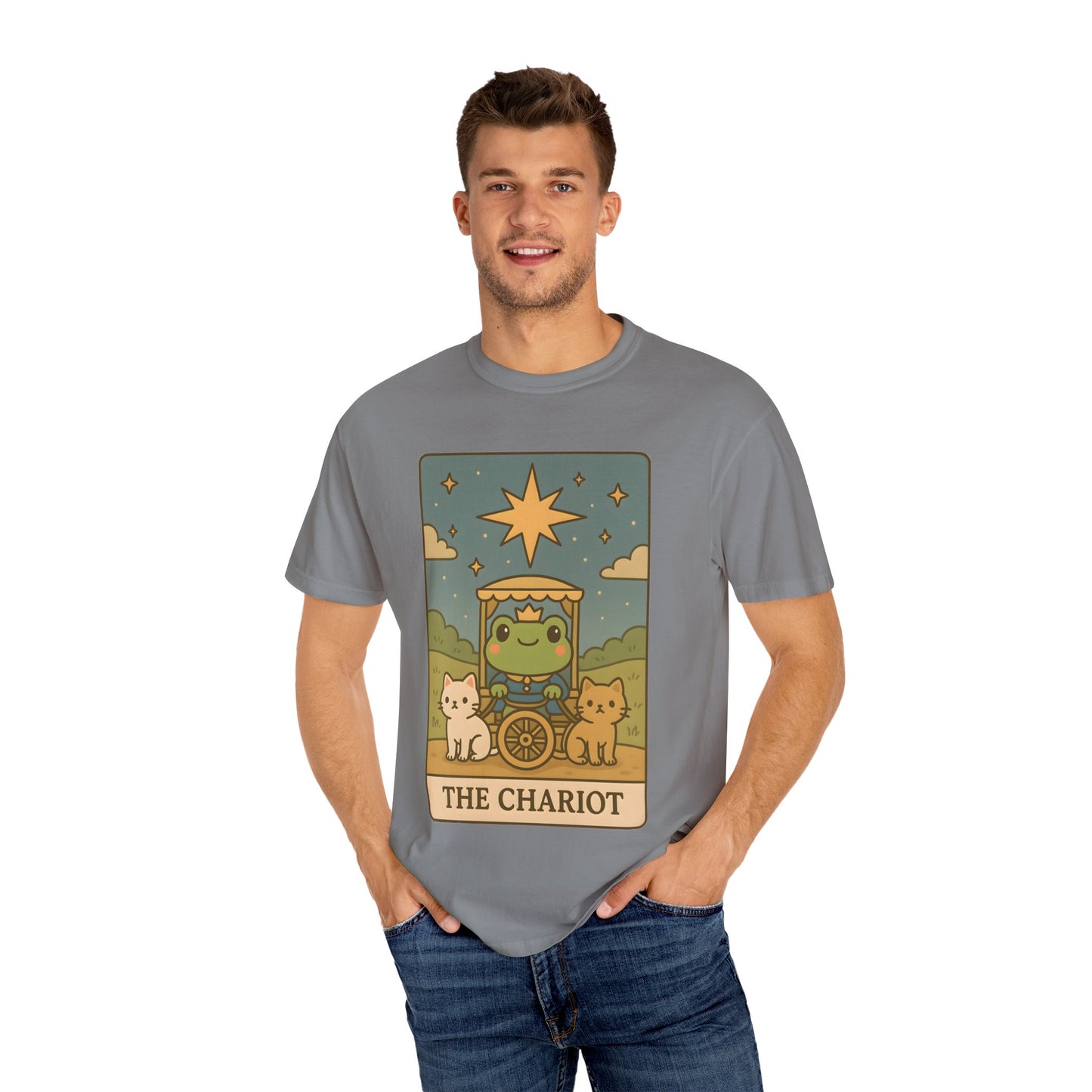 Cute Tarotoads "The Chariot" Unisex T-Shirt | Great for Halloween, Warm And Cozy, Great Gift Idea, Astrology Apparel, Unique Tarot Graphic T-Shirt, Good For Cold Weather