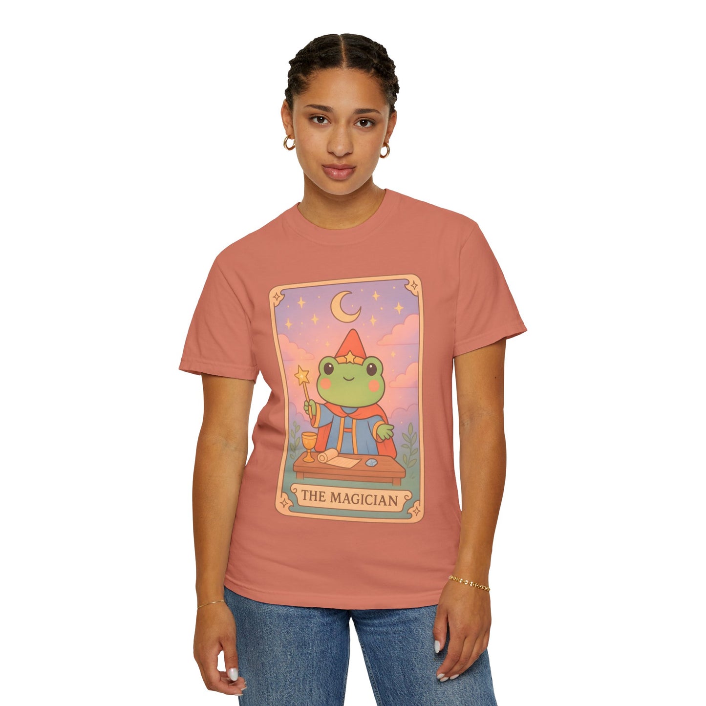 Unisex Garment-Dyed T-Shirt | Adorable Graphic T-shirt | Tarotoads! - “The Magician"