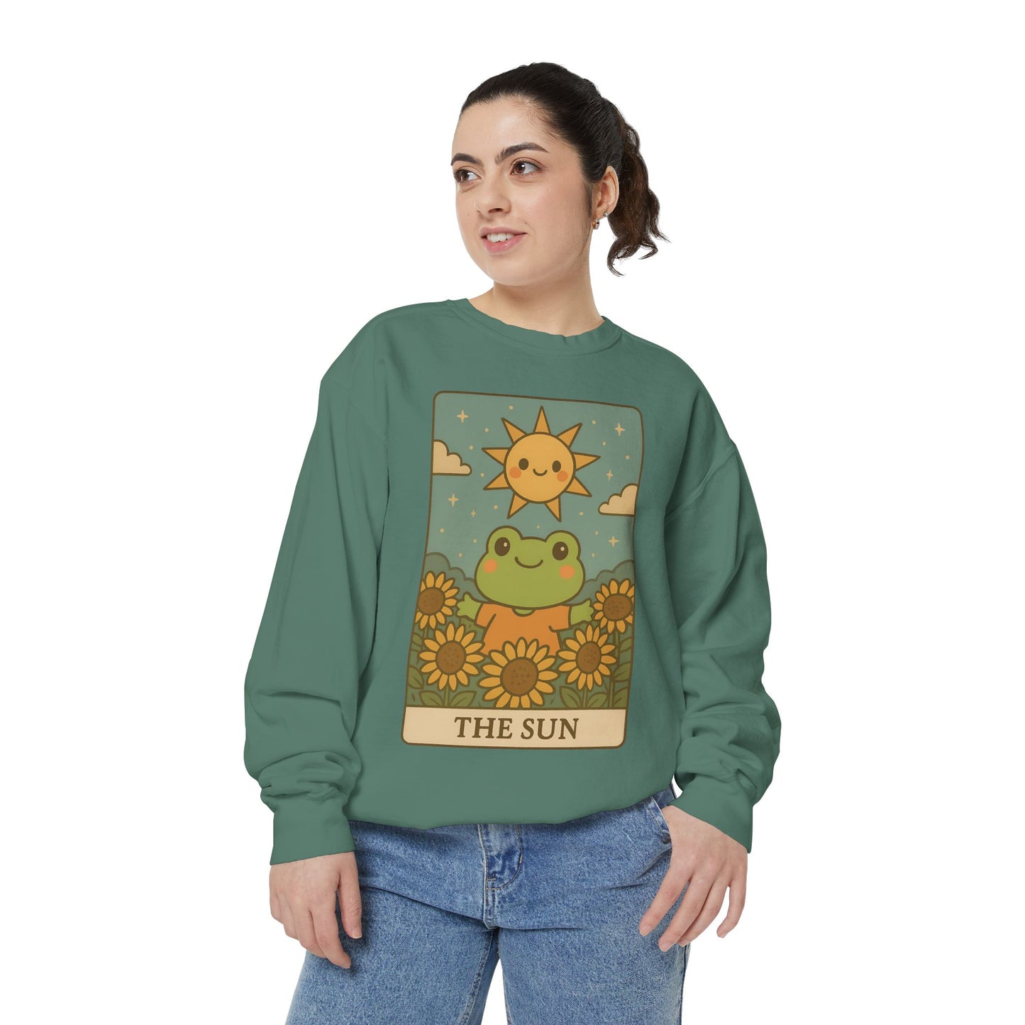 Cozy Tarotoads! "The Sun" Unisex Sweatshirt | Happy Frog Sun Sweatshirt, Unisex Pullover, Cozy Gift, Nature Lovers Apparel, Warm Fashion, Thoughtful Present