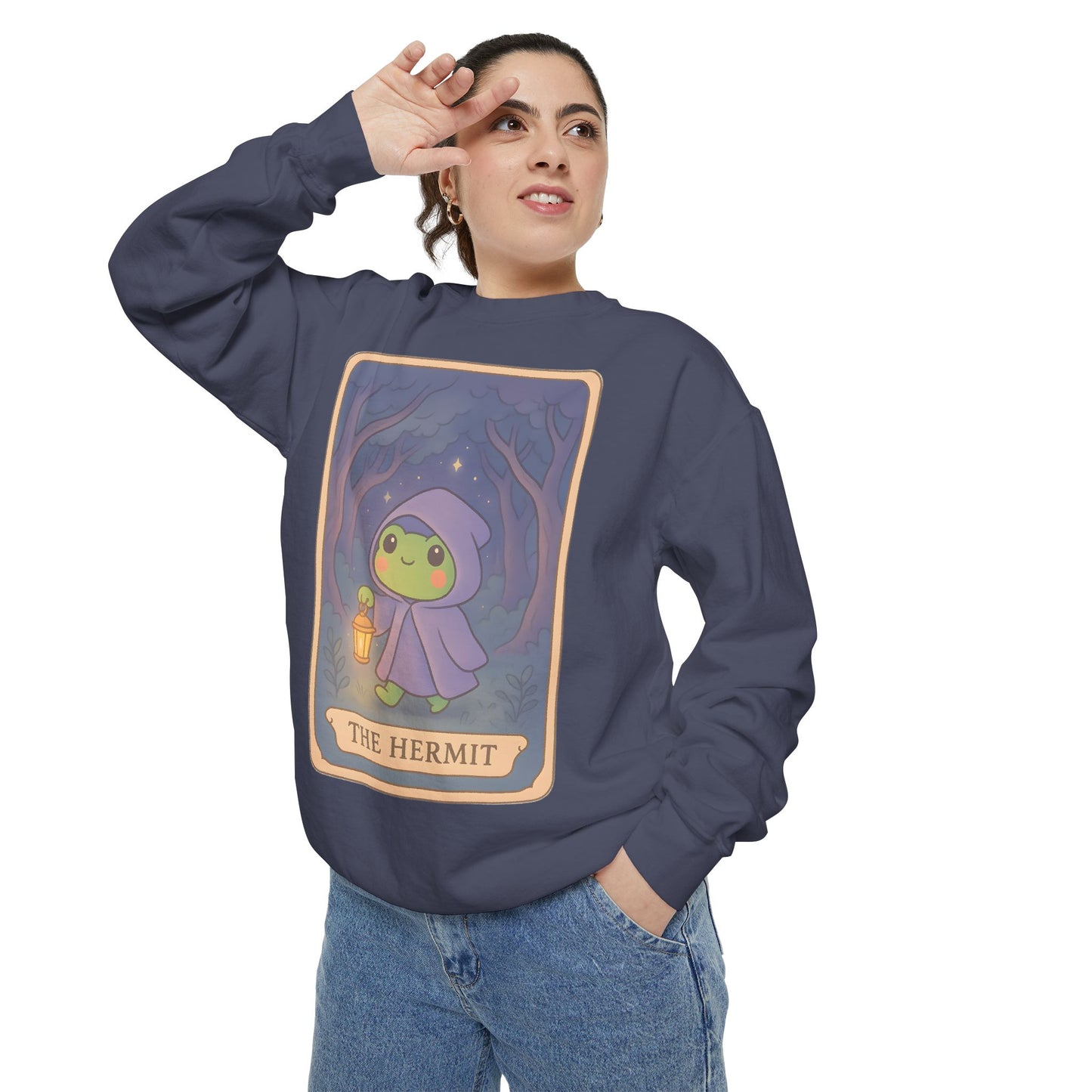 Cozy Tarotoads "The Hermit" Unisex Sweatshirt | Gift for Tarot Lovers, Astrology Apparel, Casual Everyday Wear