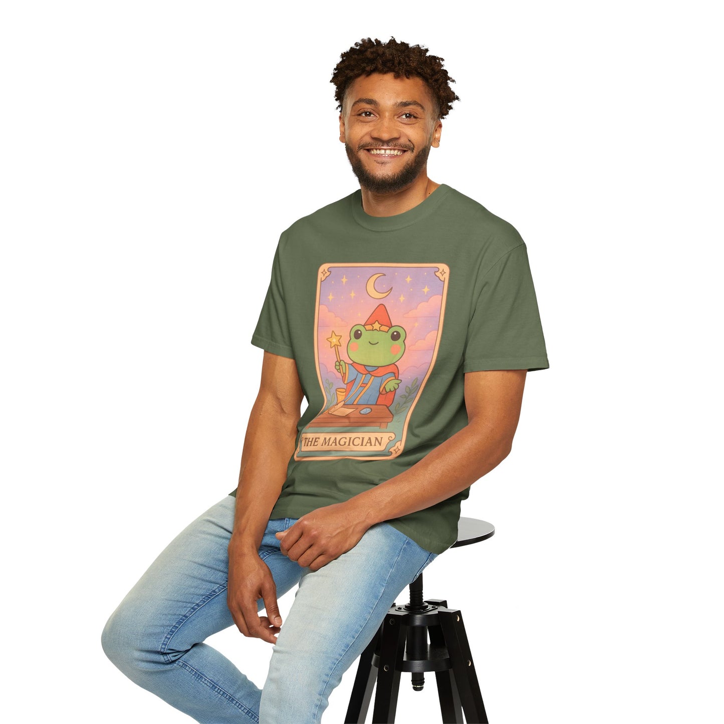Unisex Garment-Dyed T-Shirt | Adorable Graphic T-shirt | Tarotoads! - “The Magician"
