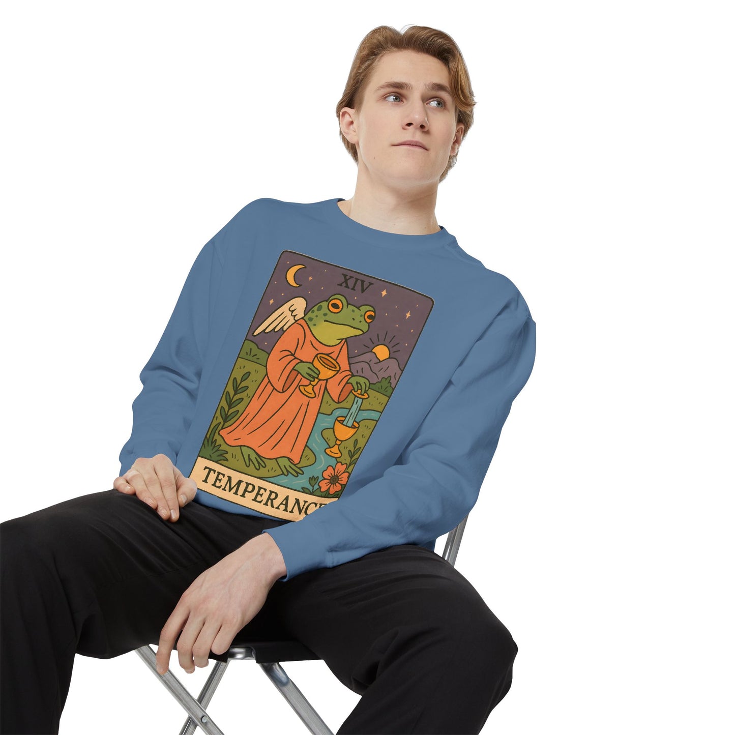 Cozy Tarotoads "Temperance" Unisex Sweatshirt | Adorable Casual Wear, Astrology Apparel, Unique Gift for Tarot Lovers