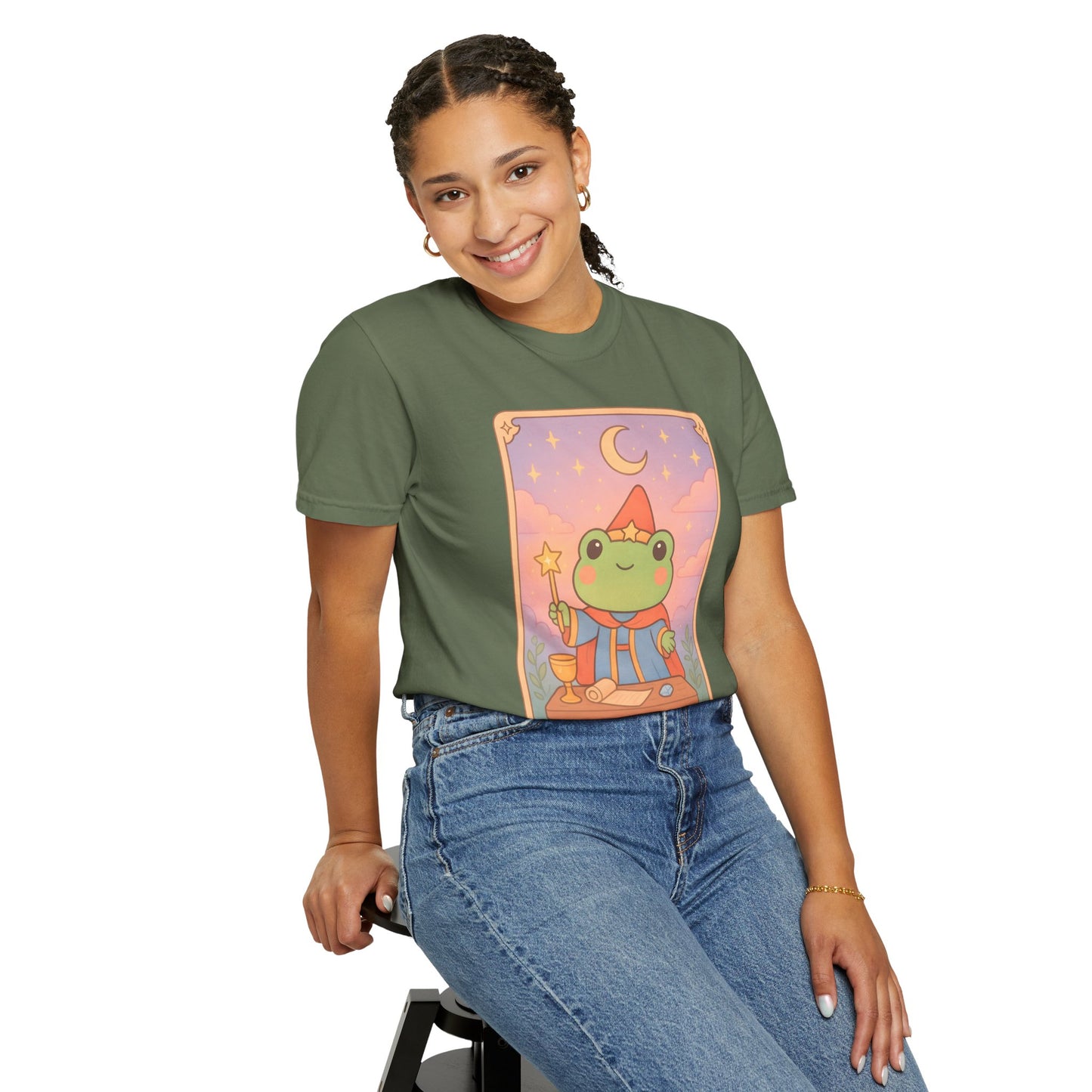 Unisex Garment-Dyed T-Shirt | Adorable Graphic T-shirt | Tarotoads! - “The Magician"