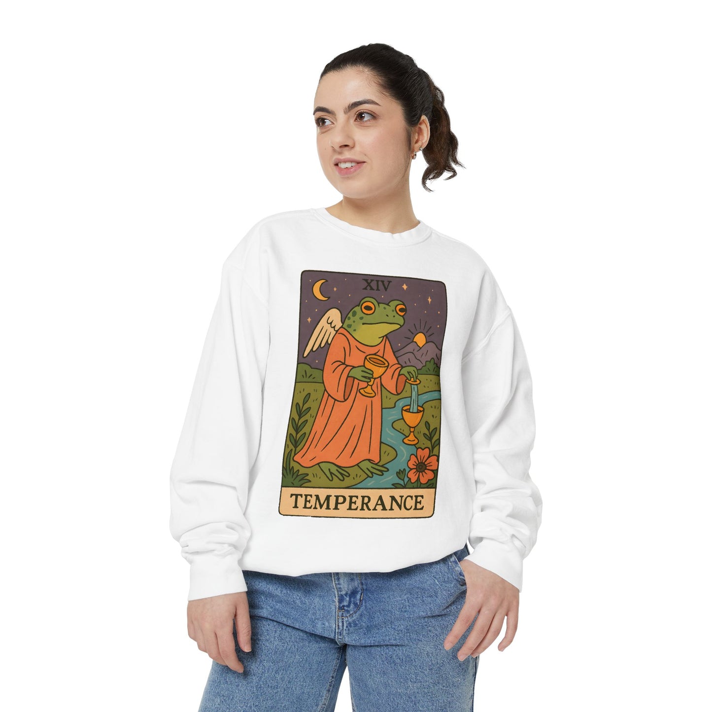 Cozy Tarotoads "Temperance" Unisex Sweatshirt | Adorable Casual Wear, Astrology Apparel, Unique Gift for Tarot Lovers