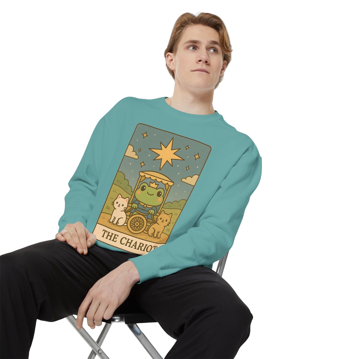 Cozy Tarotoads "The Chariot" Unisex Sweatshirt | Astrology Apparel, Perfect for Halloween, Gift for Friends Family, Great For Frog and Tarot Lovers, Great For Cold Weather