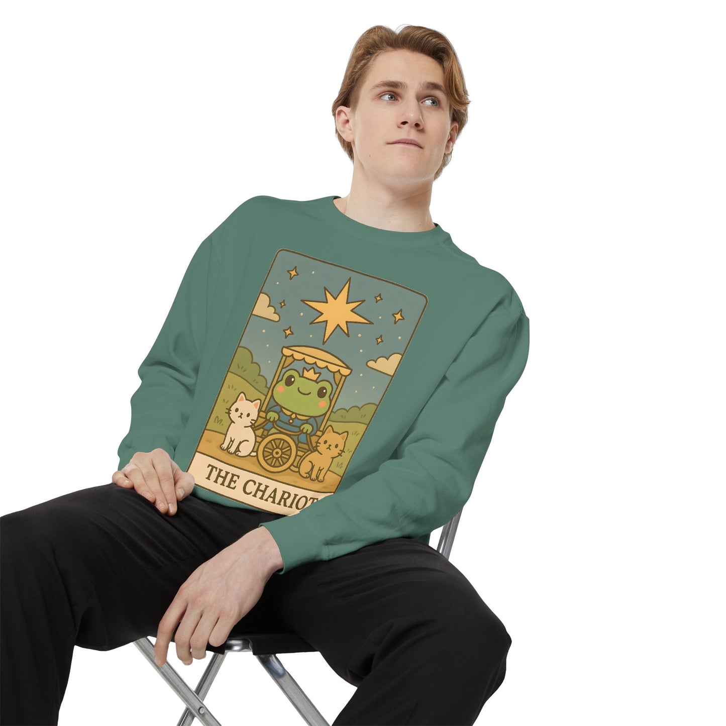 Cozy Tarotoads "The Chariot" Unisex Sweatshirt | Astrology Apparel, Perfect for Halloween, Gift for Friends Family, Great For Frog and Tarot Lovers, Great For Cold Weather