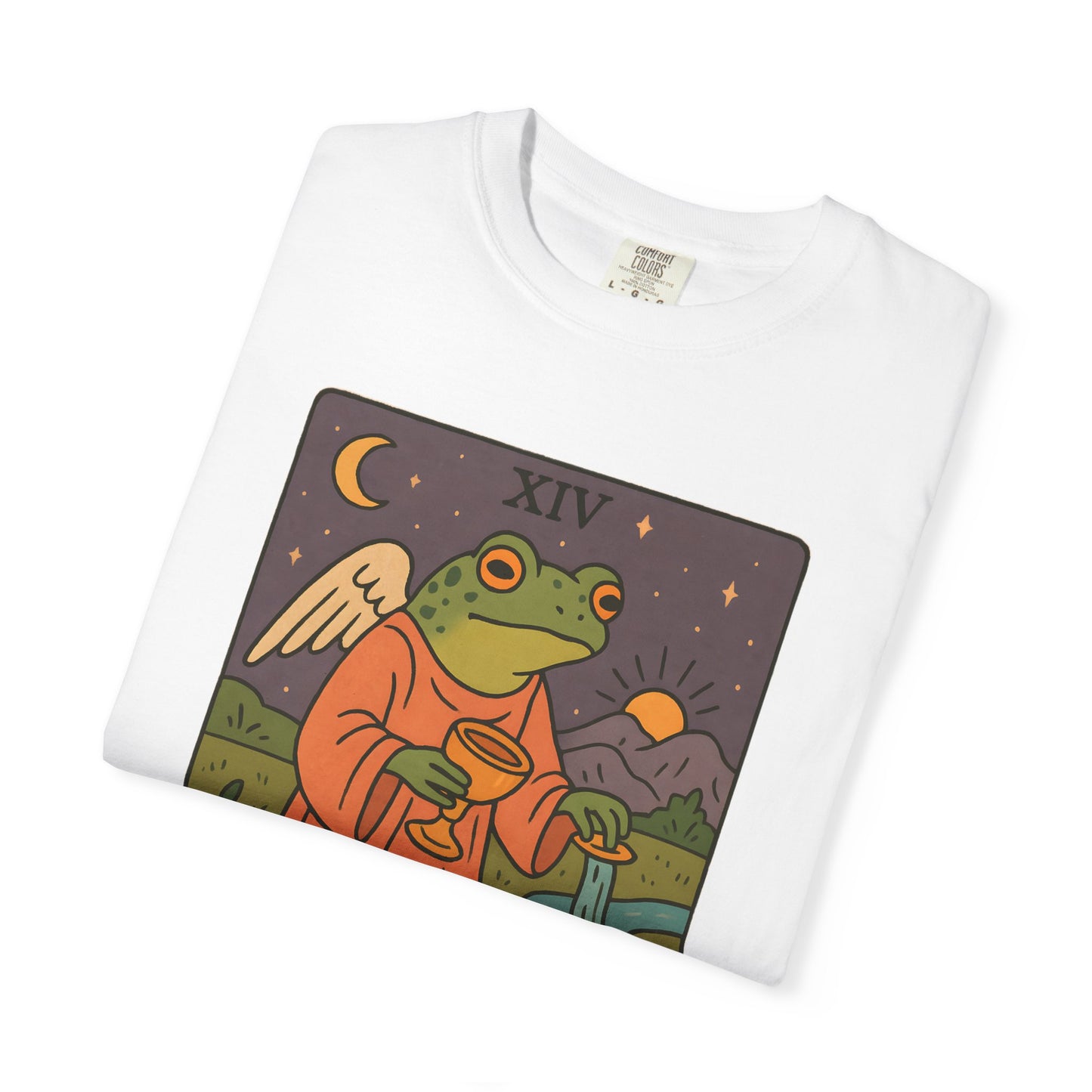 Frog Temperance T-Shirt | Unisex Vintage Style Tee for Nature Lovers, Tarot Fans, Eco-Friendly Gift, Bohemian Apparel, Casual Wear