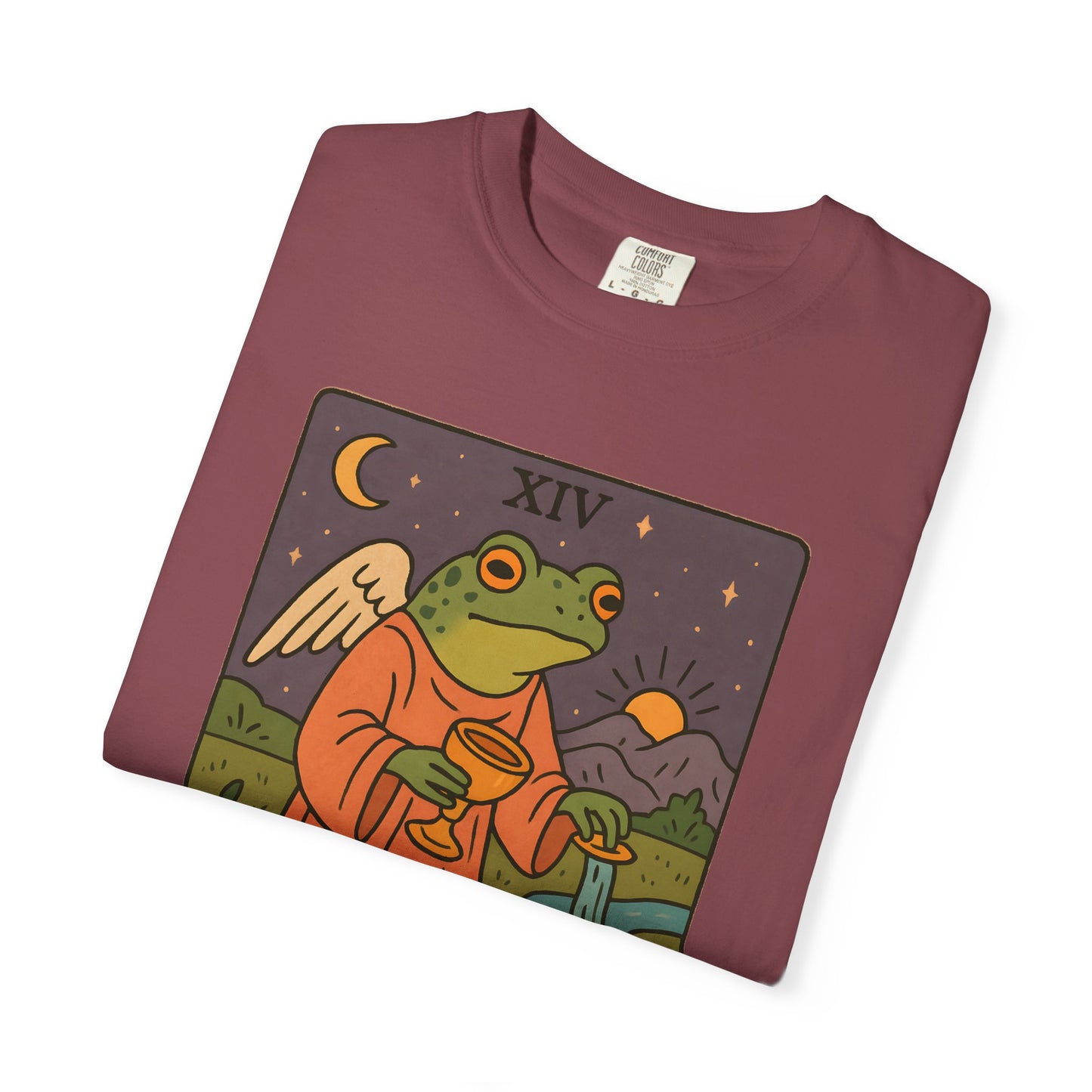 Frog Temperance T-Shirt | Unisex Vintage Style Tee for Nature Lovers, Tarot Fans, Eco-Friendly Gift, Bohemian Apparel, Casual Wear