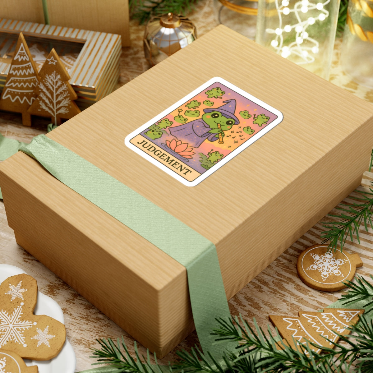 Whimsical Tarotoads! "Judgement" Kiss-Cut Sticker | Fun Outdoor Decor, Laptop Decals, Gift for Animal Lovers, Nature Enthusiasts, and Tarot Fans