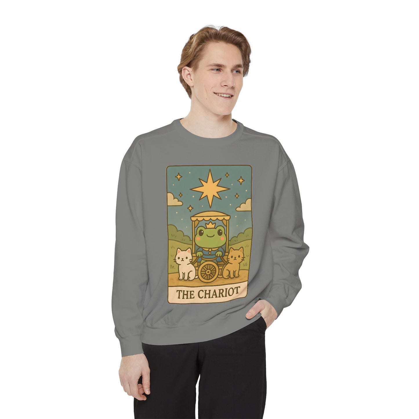 Cozy Tarotoads "The Chariot" Unisex Sweatshirt | Astrology Apparel, Perfect for Halloween, Gift for Friends Family, Great For Frog and Tarot Lovers, Great For Cold Weather