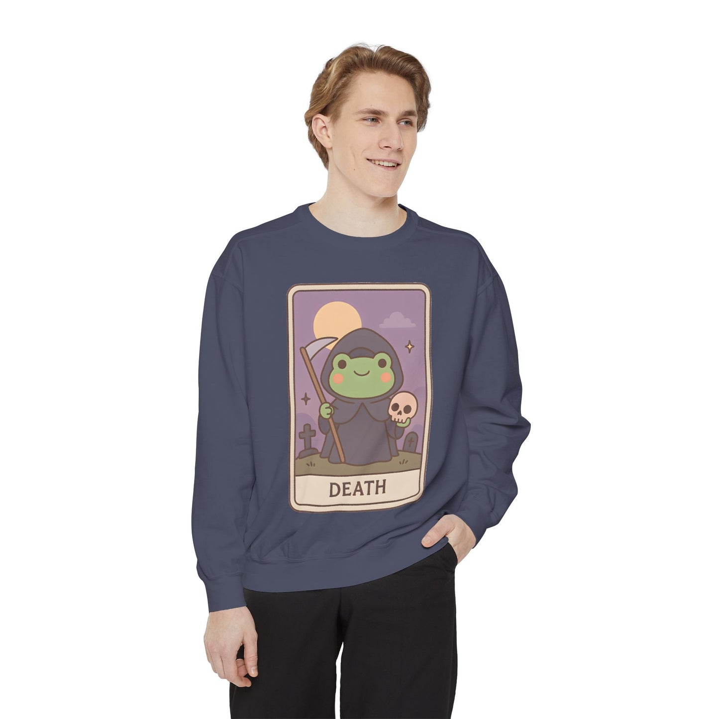 Cozy Tarotoads "Death" Unisex Sweatshirt | Astrology Apparel, Perfect for Halloween, Gift for Friends Family, Great For Frog and Tarot Lovers, Great For Cold Weather