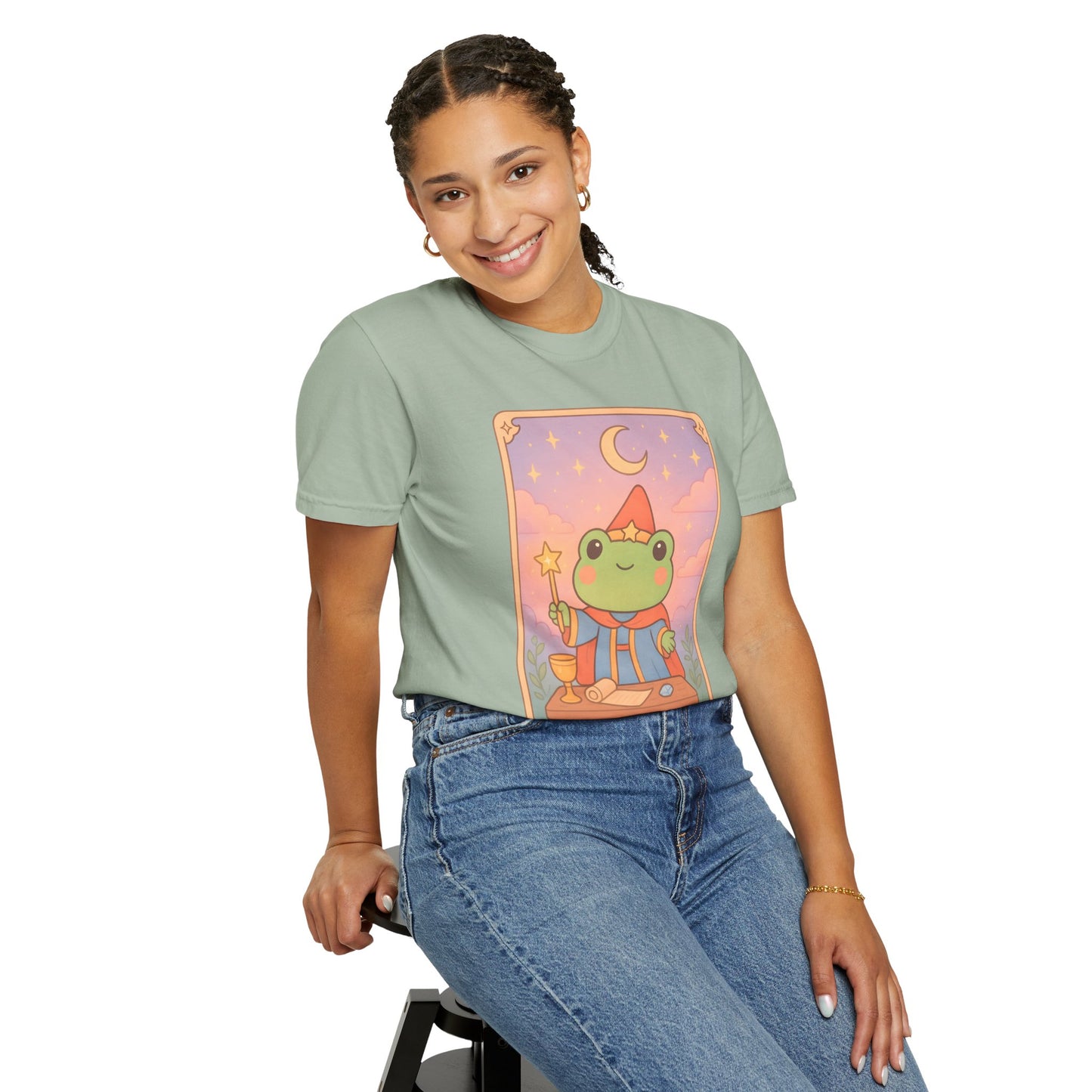 Unisex Garment-Dyed T-Shirt | Adorable Graphic T-shirt | Tarotoads! - “The Magician"
