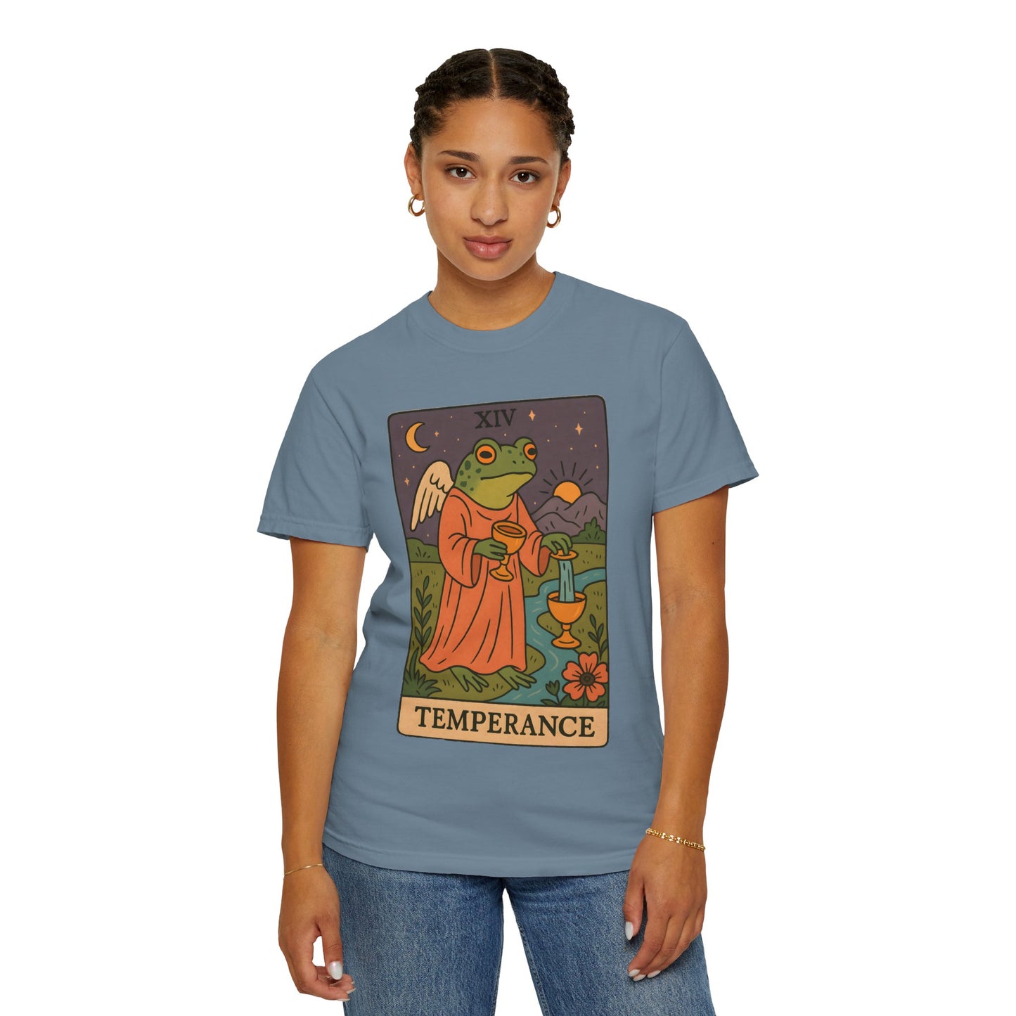 Frog Temperance T-Shirt | Unisex Vintage Style Tee for Nature Lovers, Tarot Fans, Eco-Friendly Gift, Bohemian Apparel, Casual Wear
