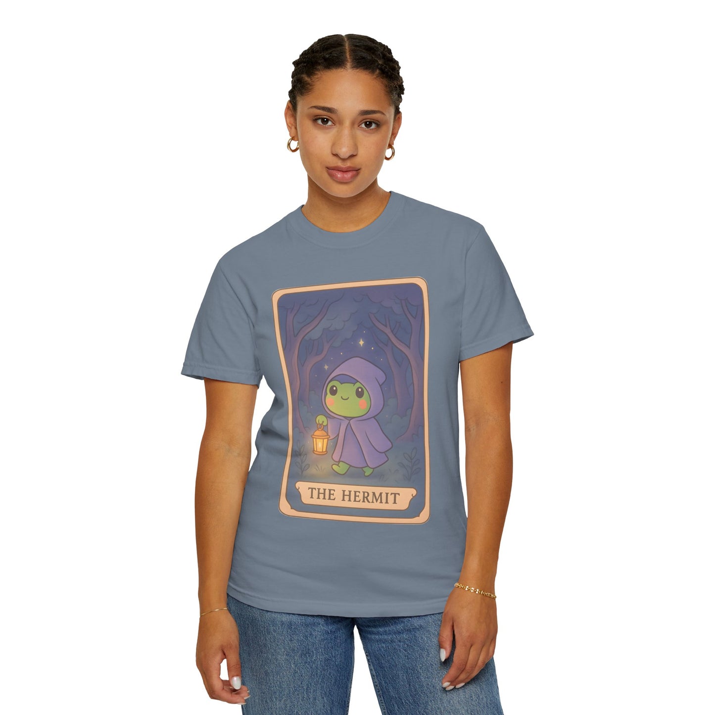 Cute Tarotoads "The Hermit" Unisex T-Shirt | Great for Halloween, Warm And Cozy, Great Gift Idea, Astrology Apparel, Unique Tarot Graphic T-Shirt, Good For Cold Weather