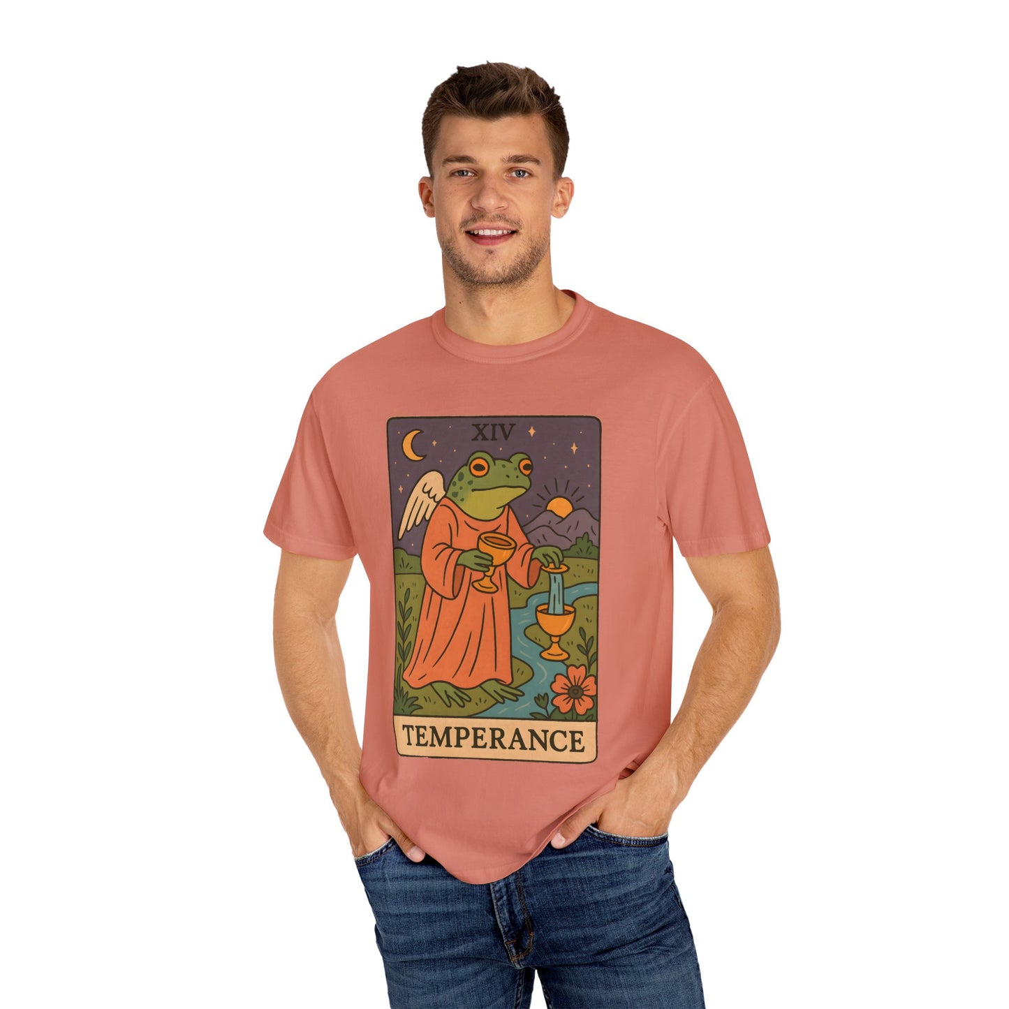 Frog Temperance T-Shirt | Unisex Vintage Style Tee for Nature Lovers, Tarot Fans, Eco-Friendly Gift, Bohemian Apparel, Casual Wear