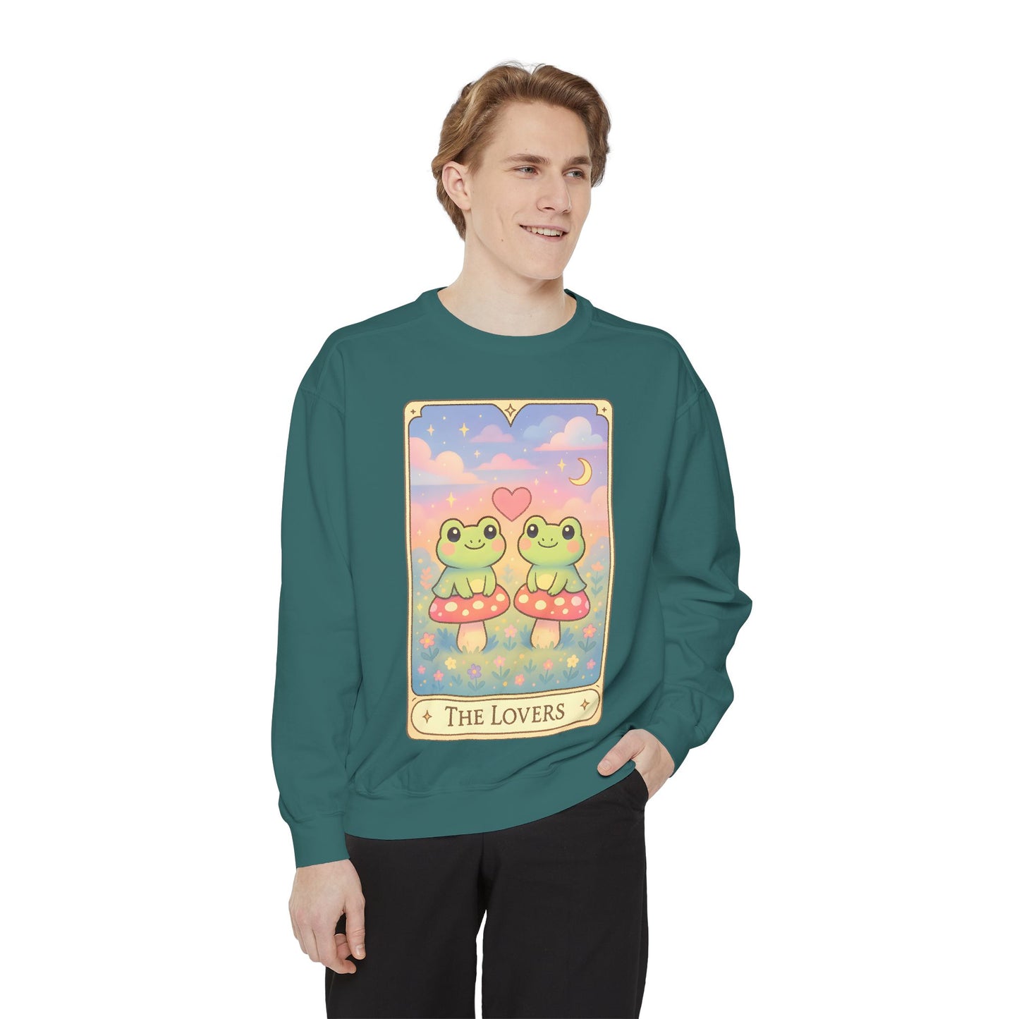 Cozy Tarotoads "The Lovers" Unisex Sweatshirt | Astrology Apparel, Perfect for Halloween, Gift for Friends Family, Great For Frog and Tarot Lovers, Great For Cold Weather