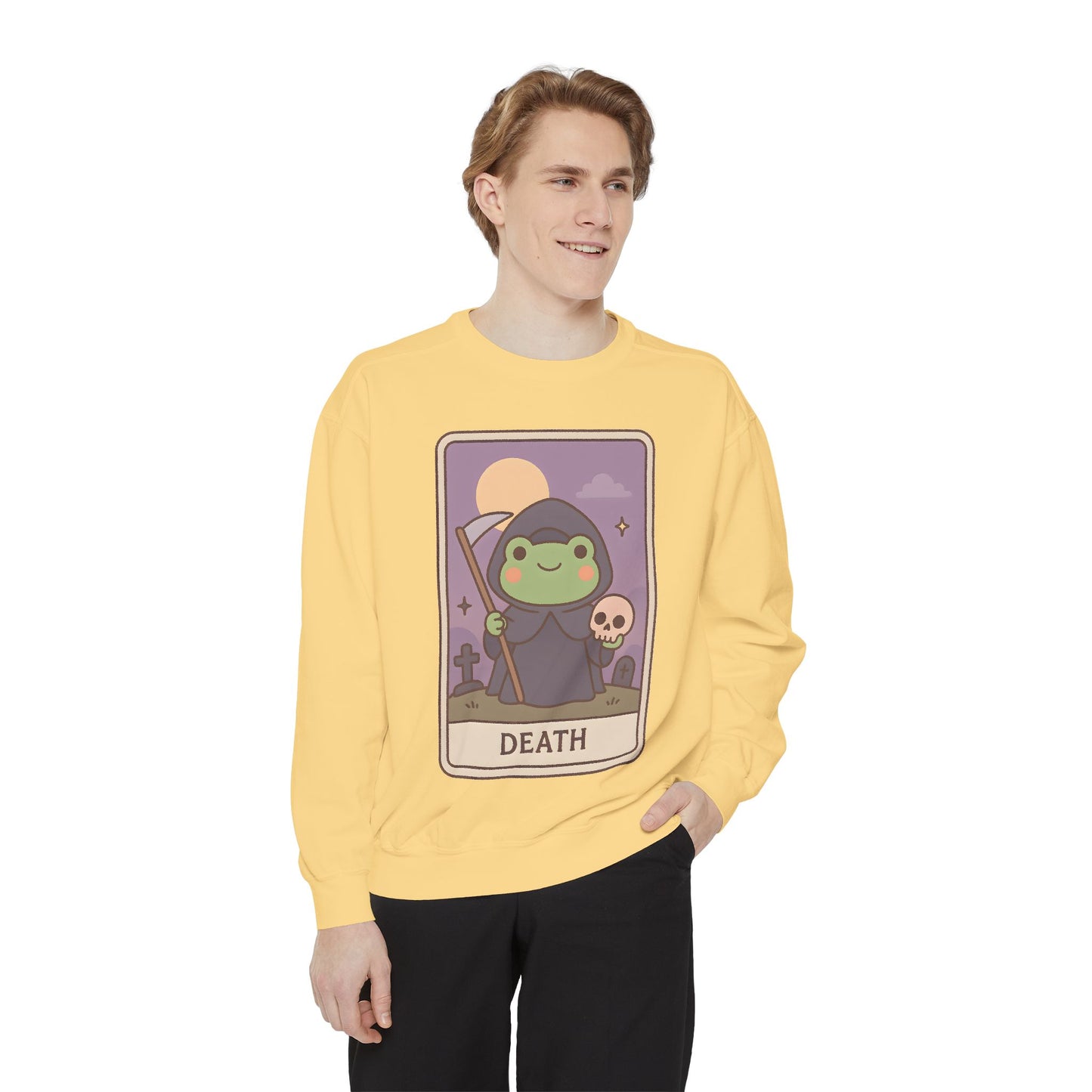 Cozy Tarotoads "Death" Unisex Sweatshirt | Astrology Apparel, Perfect for Halloween, Gift for Friends Family, Great For Frog and Tarot Lovers, Great For Cold Weather