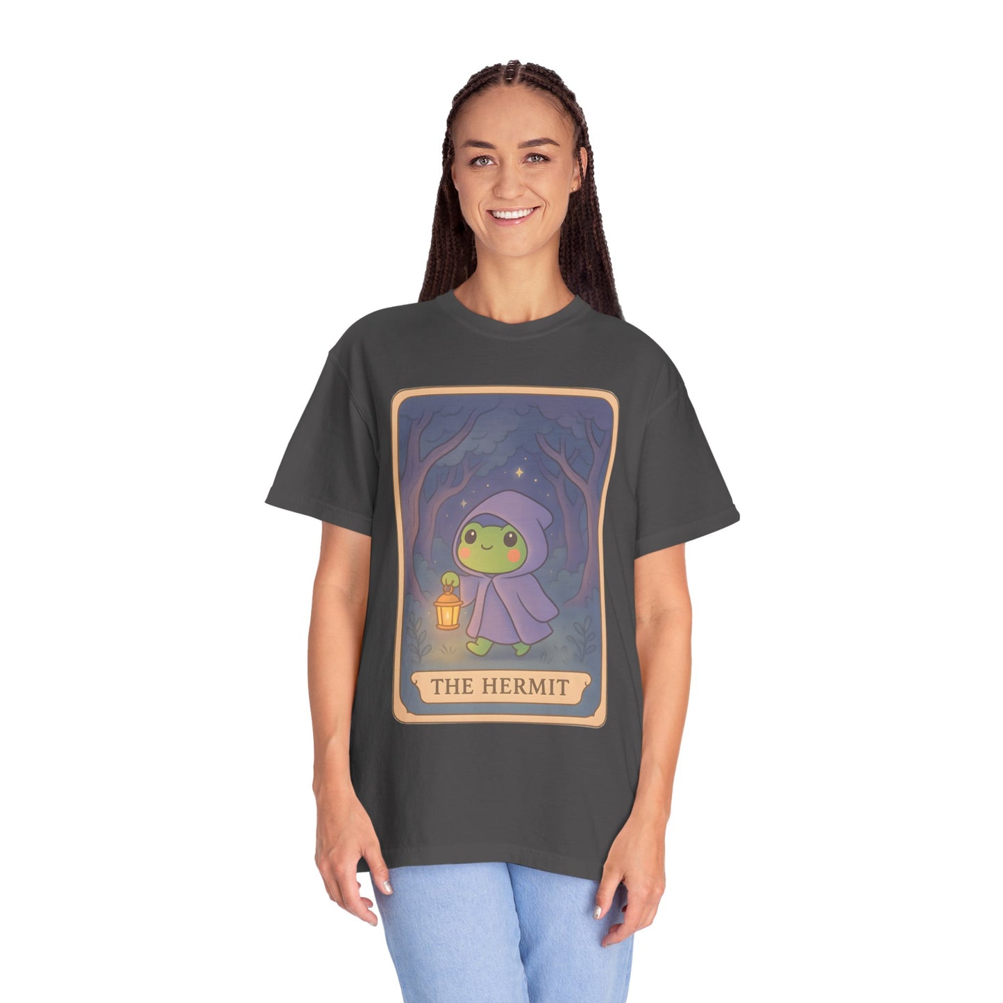 Cute Tarotoads "The Hermit" Unisex T-Shirt | Great for Halloween, Warm And Cozy, Great Gift Idea, Astrology Apparel, Unique Tarot Graphic T-Shirt, Good For Cold Weather
