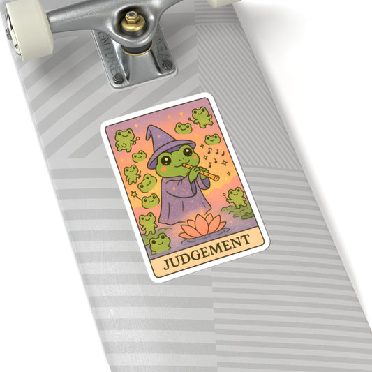 Whimsical Tarotoads! "Judgement" Kiss-Cut Sticker | Fun Outdoor Decor, Laptop Decals, Gift for Animal Lovers, Nature Enthusiasts, and Tarot Fans