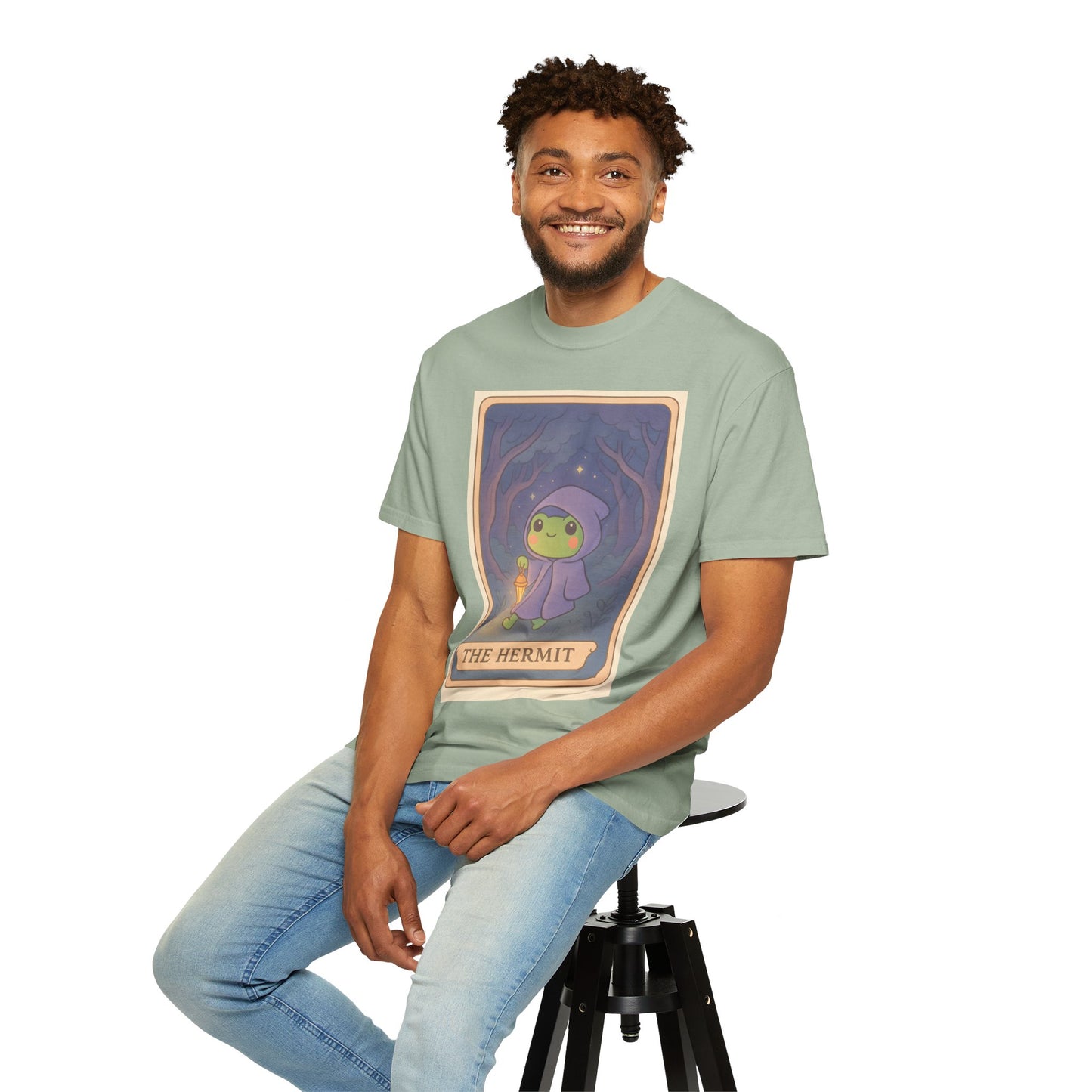 Unisex Garment-Dyed T-Shirt | Adorable Graphic T-shirt | Tarotoads! - “The Hermit"