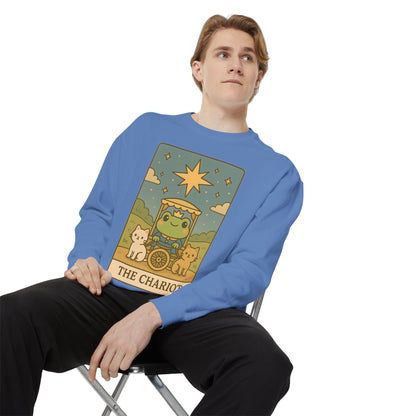 Cozy Tarotoads "The Chariot" Unisex Sweatshirt | Astrology Apparel, Perfect for Halloween, Gift for Friends Family, Great For Frog and Tarot Lovers, Great For Cold Weather