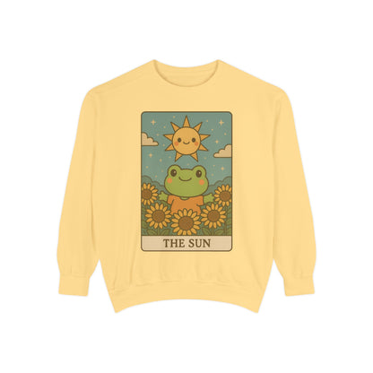 Cozy Tarotoads! "The Sun" Unisex Sweatshirt | Happy Frog Sun Sweatshirt, Unisex Pullover, Cozy Gift, Nature Lovers Apparel, Warm Fashion, Thoughtful Present