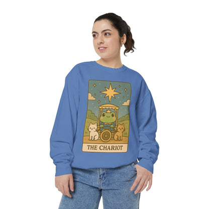 Cozy Tarotoads "The Chariot" Unisex Sweatshirt | Astrology Apparel, Perfect for Halloween, Gift for Friends Family, Great For Frog and Tarot Lovers, Great For Cold Weather