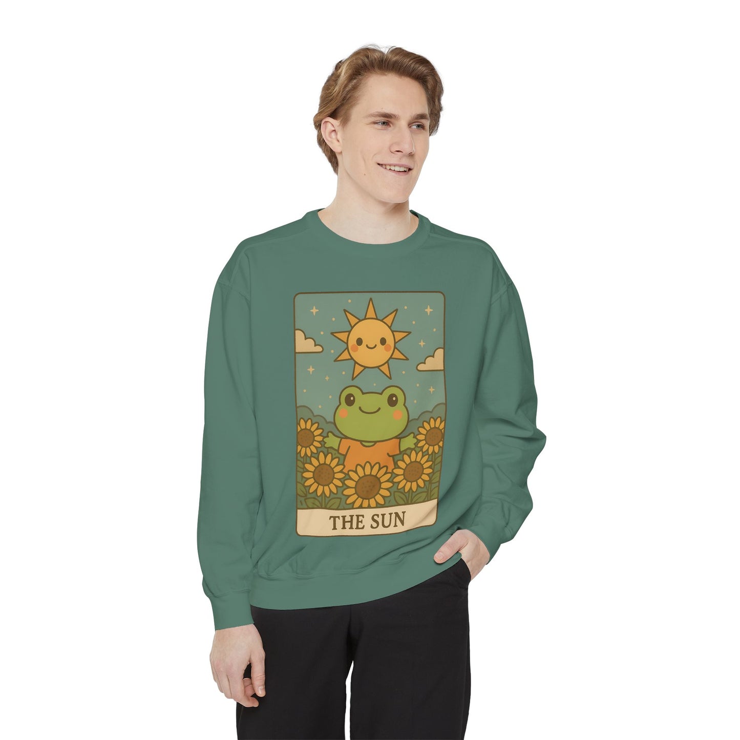 Cozy Tarotoads! "The Sun" Unisex Sweatshirt | Happy Frog Sun Sweatshirt, Unisex Pullover, Cozy Gift, Nature Lovers Apparel, Warm Fashion, Thoughtful Present