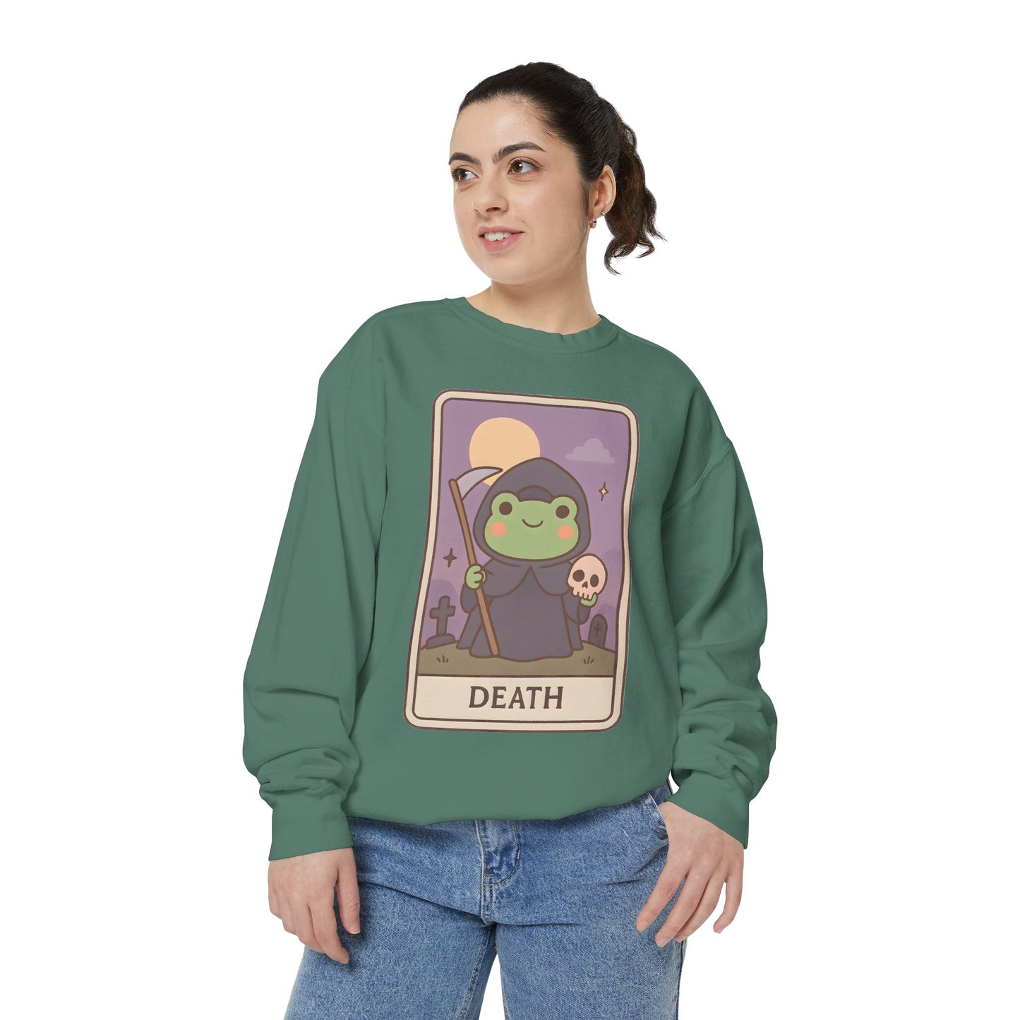 Cozy Tarotoads "Death" Unisex Sweatshirt | Astrology Apparel, Perfect for Halloween, Gift for Friends Family, Great For Frog and Tarot Lovers, Great For Cold Weather