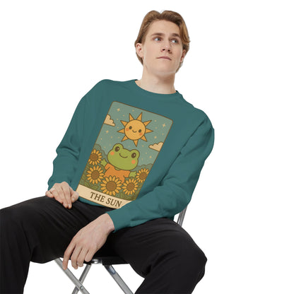 Cozy Tarotoads! "The Sun" Unisex Sweatshirt | Happy Frog Sun Sweatshirt, Unisex Pullover, Cozy Gift, Nature Lovers Apparel, Warm Fashion, Thoughtful Present