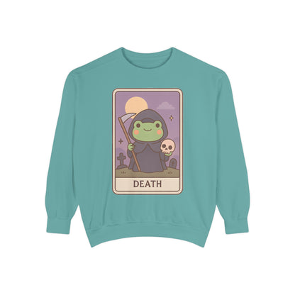 Cozy Tarotoads "Death" Unisex Sweatshirt | Astrology Apparel, Perfect for Halloween, Gift for Friends Family, Great For Frog and Tarot Lovers, Great For Cold Weather