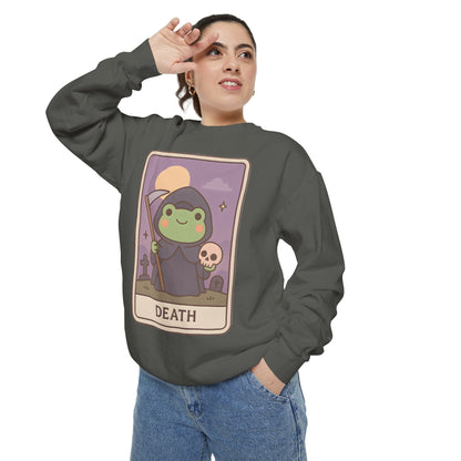Cozy Tarotoads "Death" Unisex Sweatshirt | Astrology Apparel, Perfect for Halloween, Gift for Friends Family, Great For Frog and Tarot Lovers, Great For Cold Weather