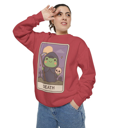 Cozy Tarotoads "Death" Unisex Sweatshirt | Astrology Apparel, Perfect for Halloween, Gift for Friends Family, Great For Frog and Tarot Lovers, Great For Cold Weather