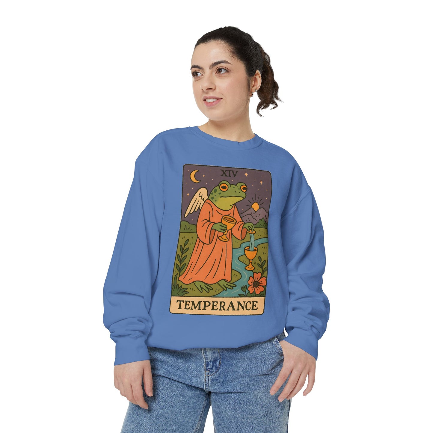 Cozy Tarotoads "Temperance" Unisex Sweatshirt | Adorable Casual Wear, Astrology Apparel, Unique Gift for Tarot Lovers