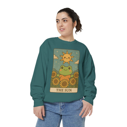 Cozy Tarotoads! "The Sun" Unisex Sweatshirt | Happy Frog Sun Sweatshirt, Unisex Pullover, Cozy Gift, Nature Lovers Apparel, Warm Fashion, Thoughtful Present
