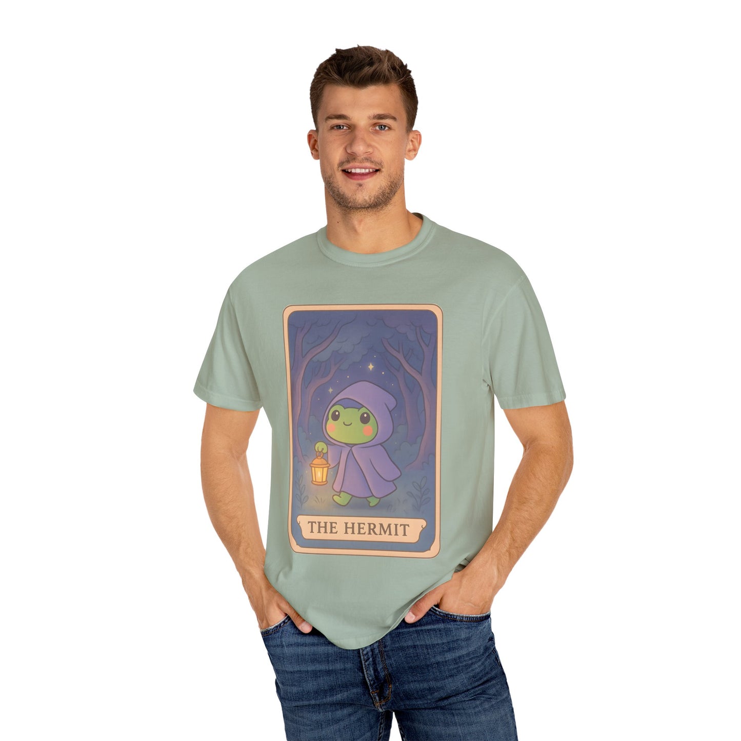 Cute Tarotoads "The Hermit" Unisex T-Shirt | Great for Halloween, Warm And Cozy, Great Gift Idea, Astrology Apparel, Unique Tarot Graphic T-Shirt, Good For Cold Weather
